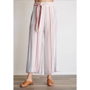 NEW Bella Dahl Florence Belted High Waisted Crop Pants Stripes Pastel Size XS
